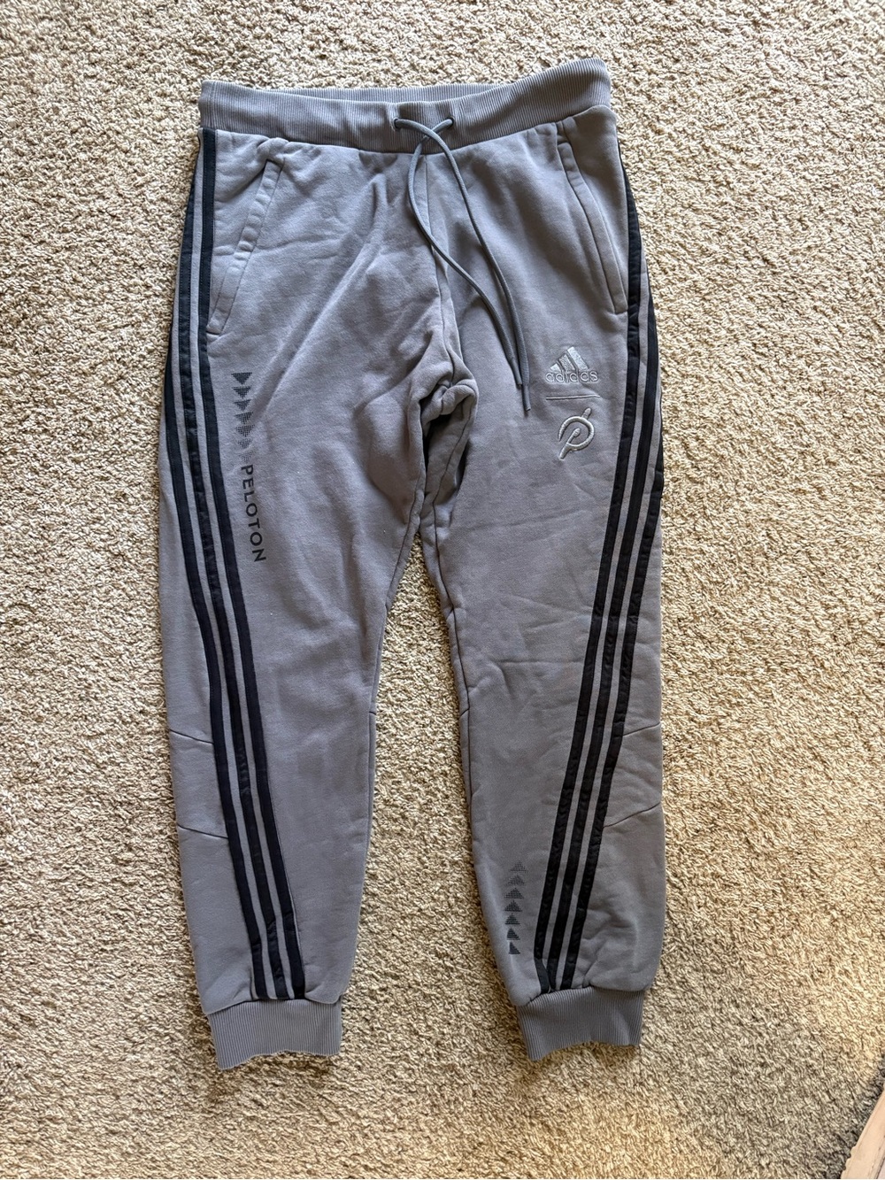 adidas Gray Track Joggers with Black Side Stripes
